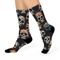 Dia de los Muertos Artistic Skull Socks,Calavera Cascade Abstract Crew Socks