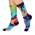 Colorful Fluid Art Long Socks Vibrant Swirl