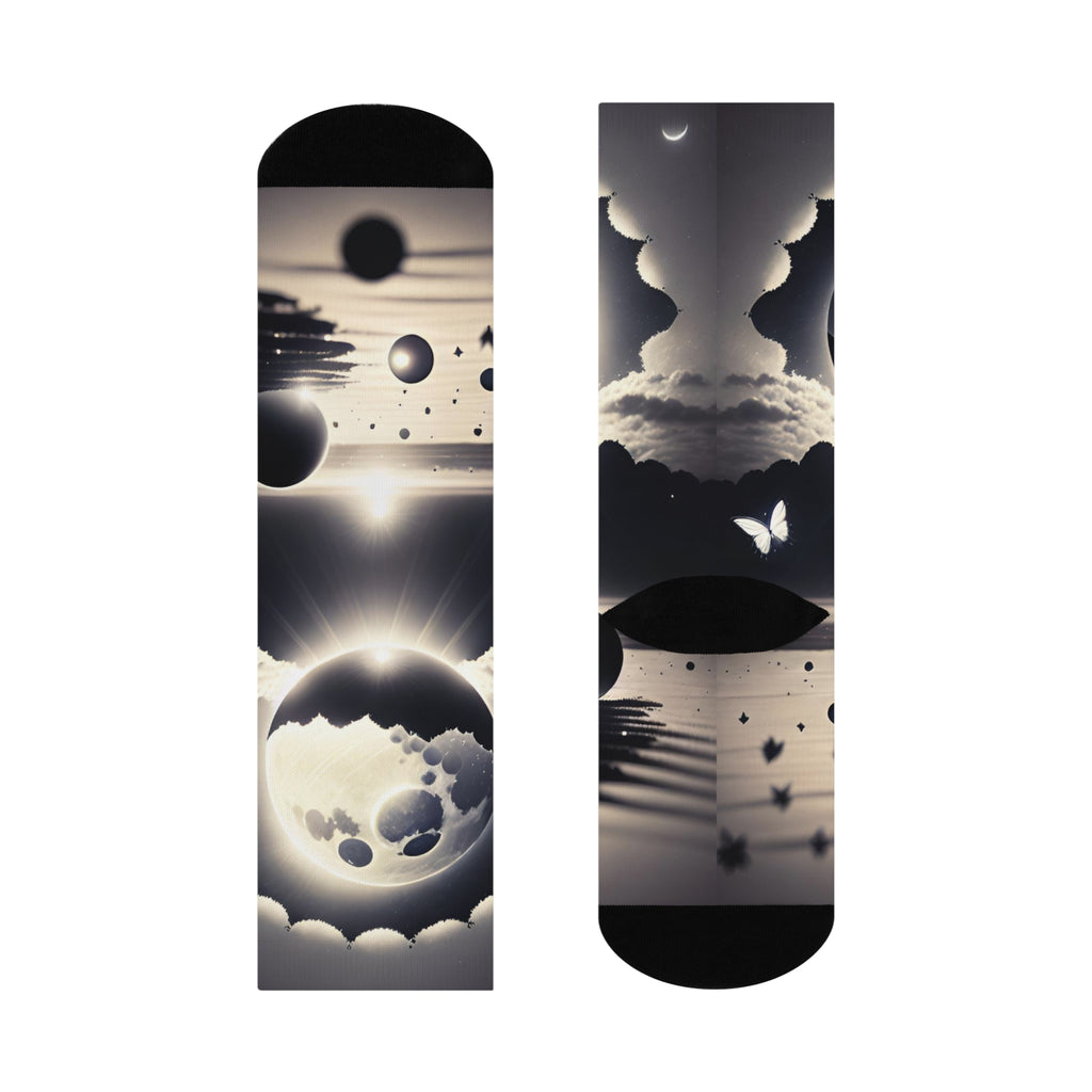 Surreal Solar Eclipse Knee High Socks Gothic