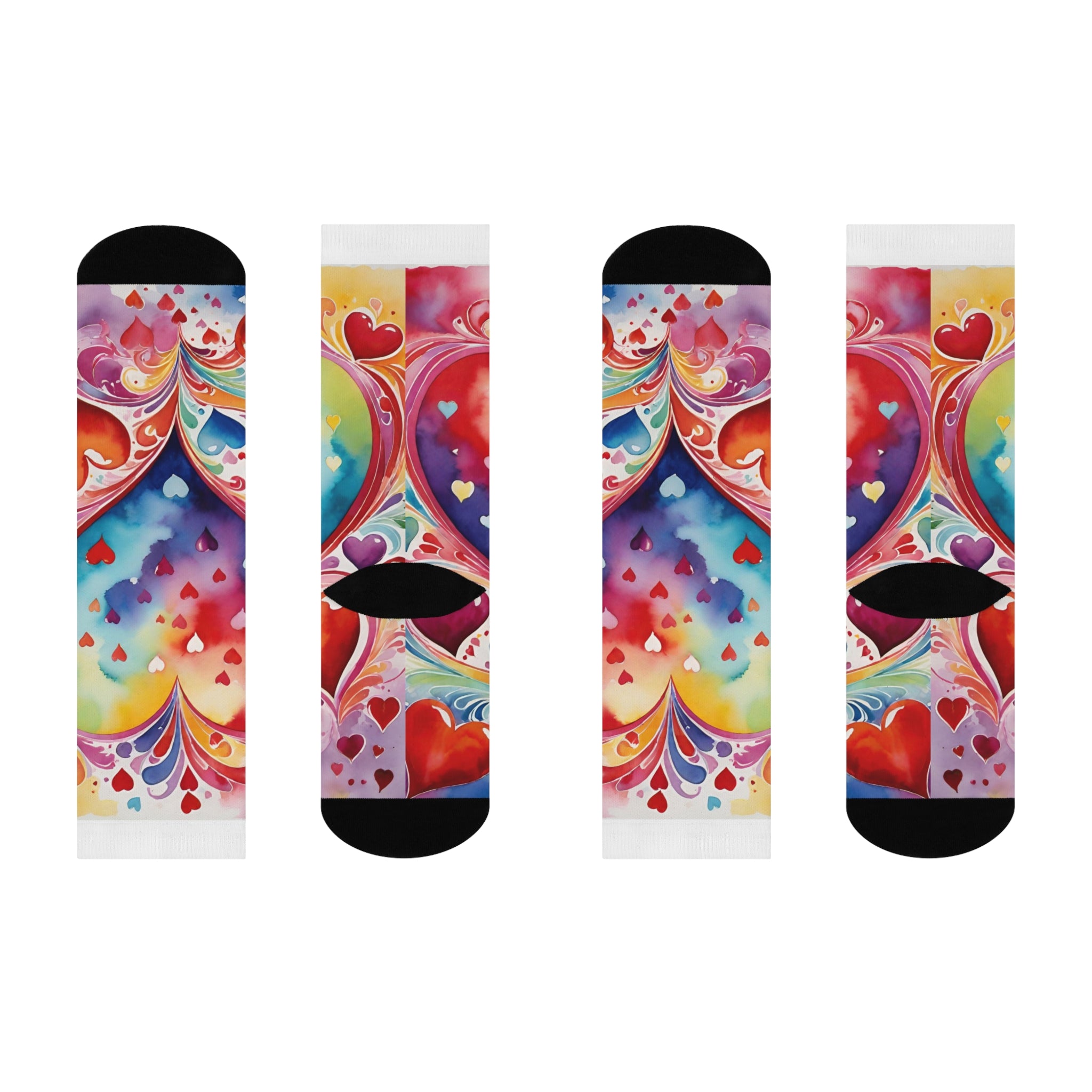 Eternal Hearths Watercolors crew socks vibrant Abstract love Design