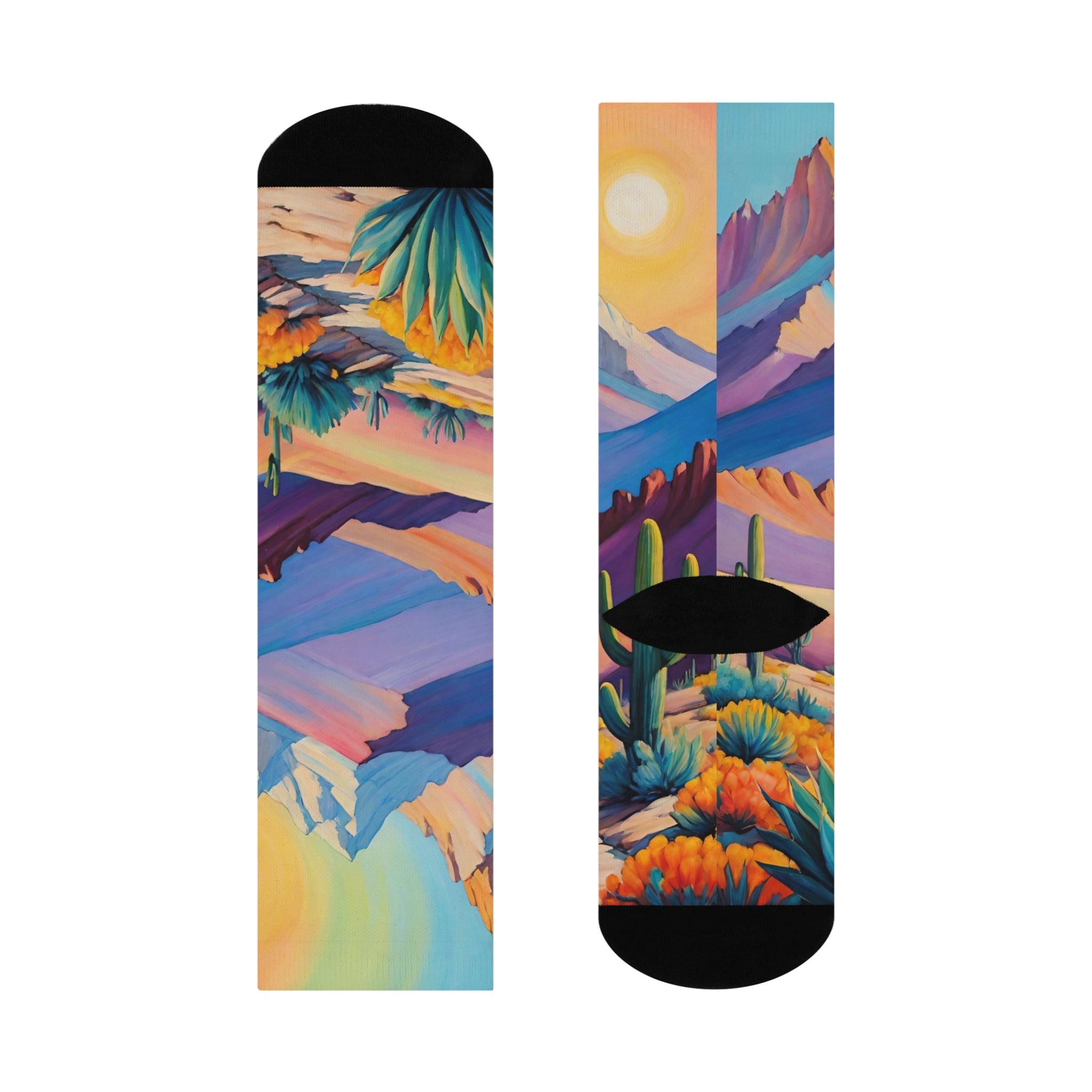 High Sierra Desert Peak Crew Socks- Artistic sunset Mountain Landscape