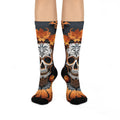 Sugar Skull Pumpkin Crew Socks | Day of the Dead Halloween Floral Skull Socks