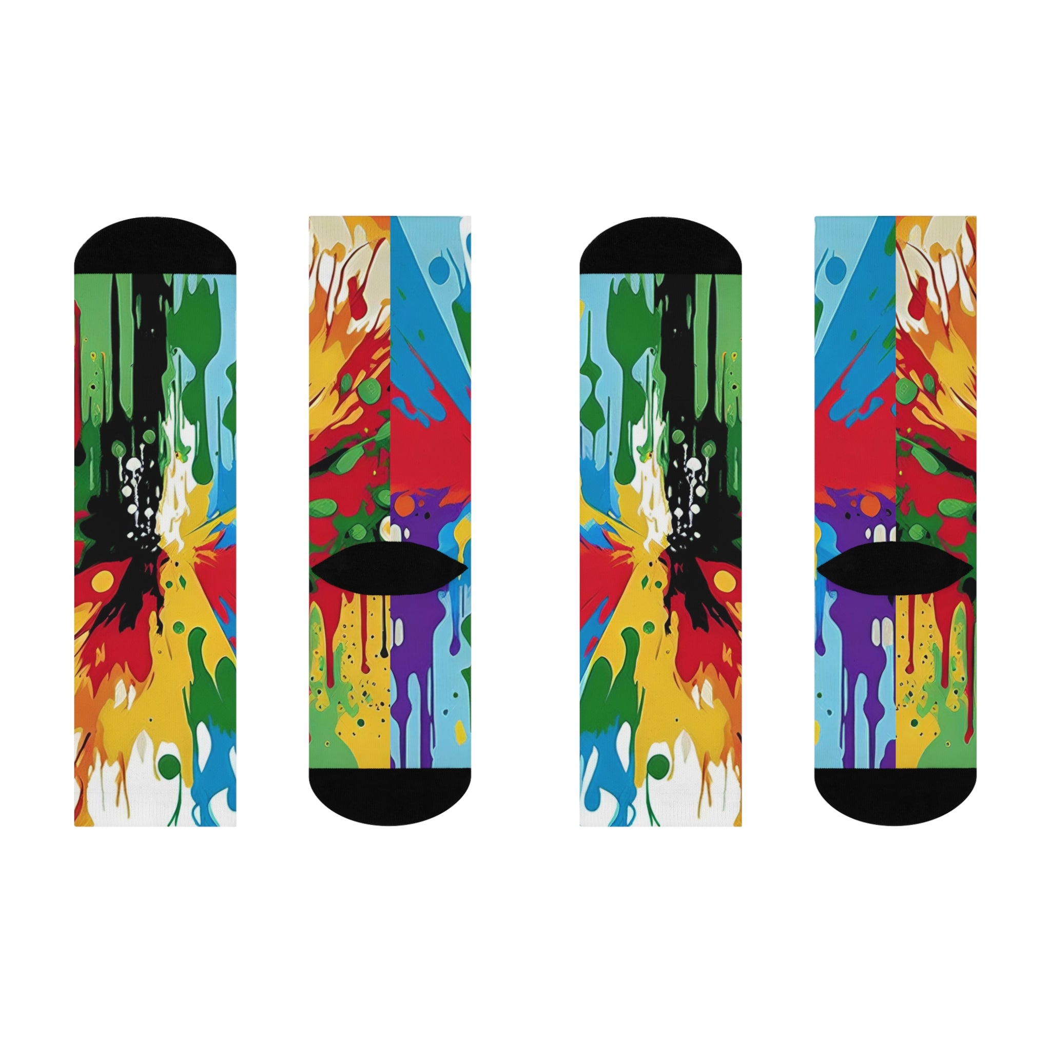 Splash Paint Artistic Crew Socks,Colorful Abstract Color Explosion Long Socks.
