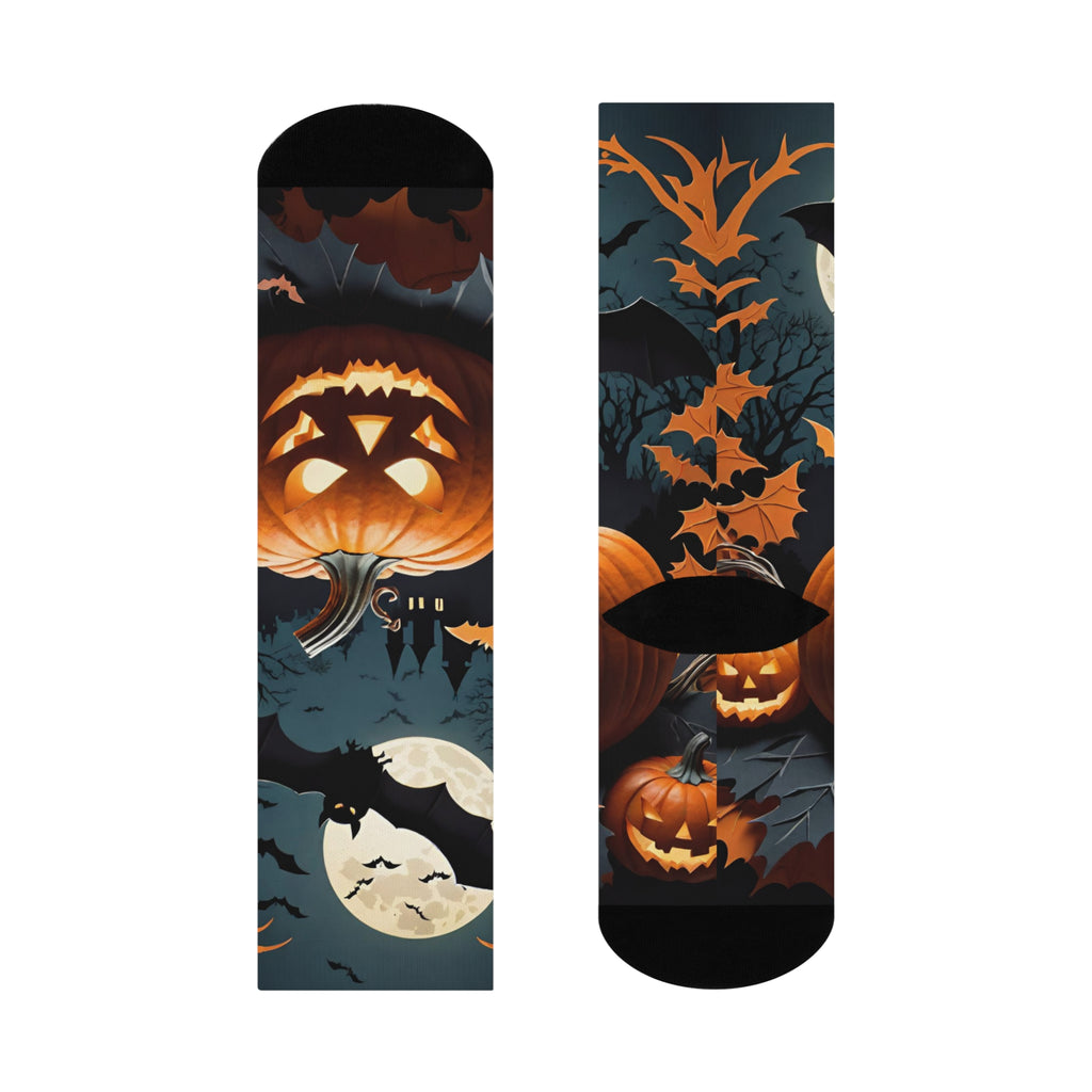 Spooky Jack-O'-Lantern Halloween Pumpkin/ bat Socks | Crew Socks