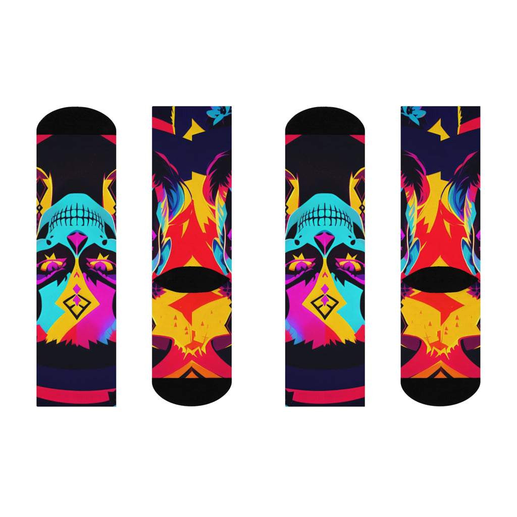 Neon katrina Cushioned Crew Socks | Day of the Dead Calavera Pattern