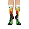 Splash Paint Artistic Crew Socks,Colorful Abstract Color Explosion Long Socks.
