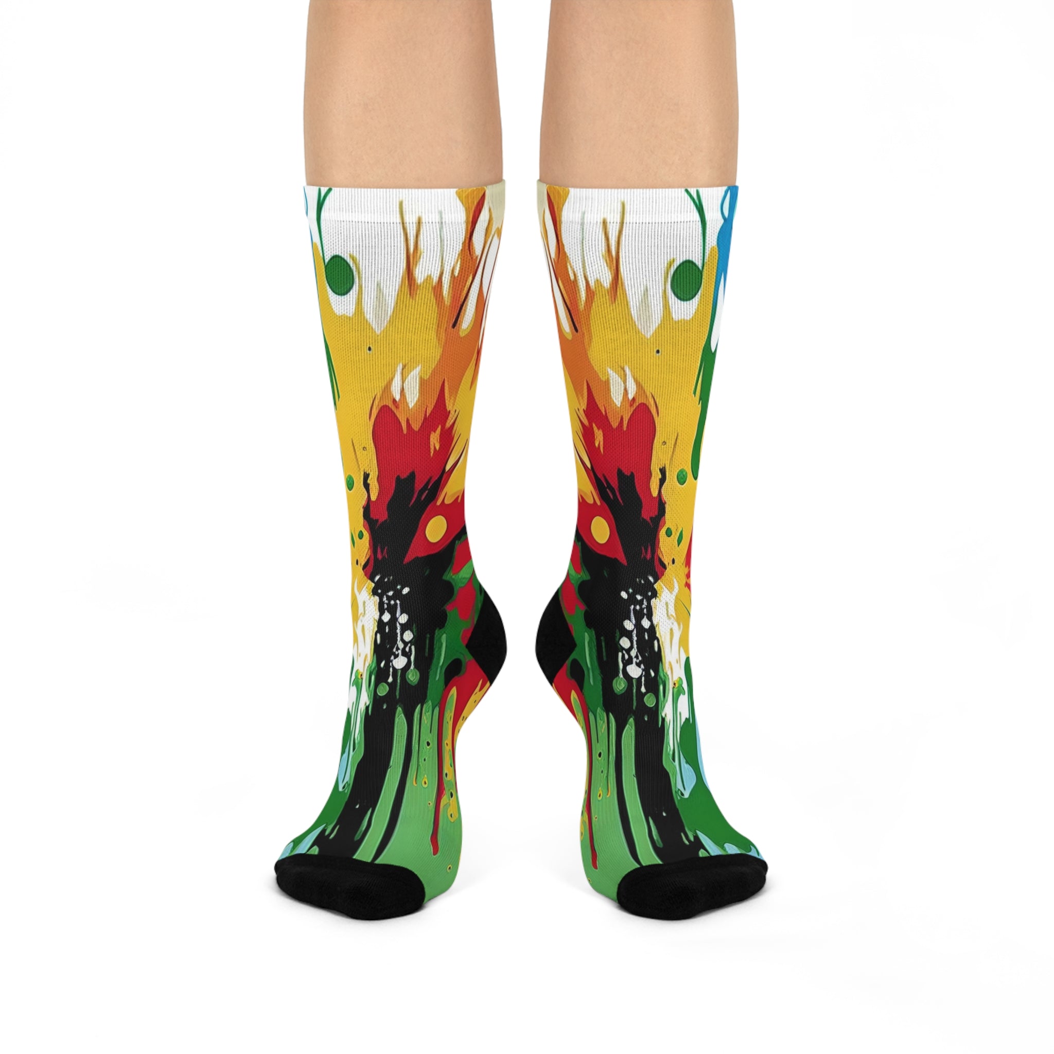 Splash Paint Artistic Crew Socks,Colorful Abstract Color Explosion Long Socks.