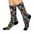 Sugar Skull Artistic Crew Socks, Day of the Day Colorful Skull Long socks,Gothic Calavera.
