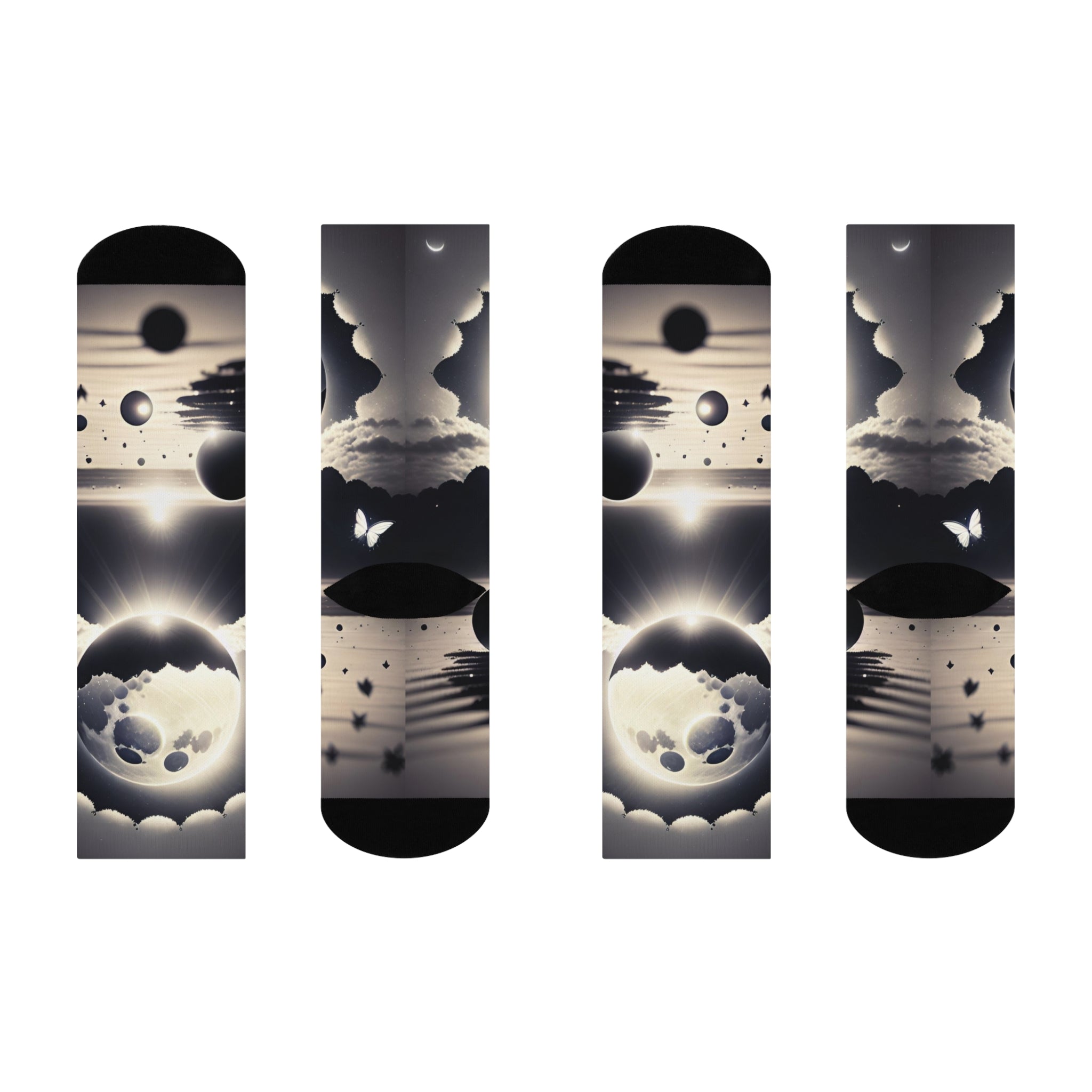 Surreal Solar Eclipse Knee High Socks Gothic