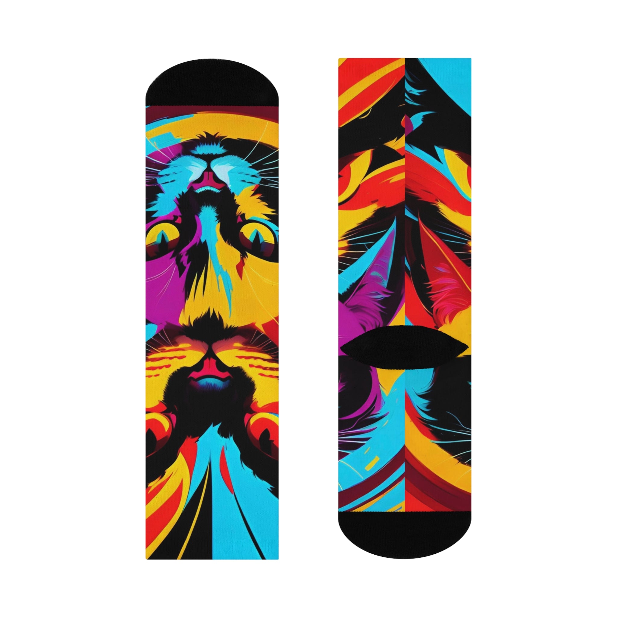 Art Cat Crew Socks- Vibrant Retro streetwear design.