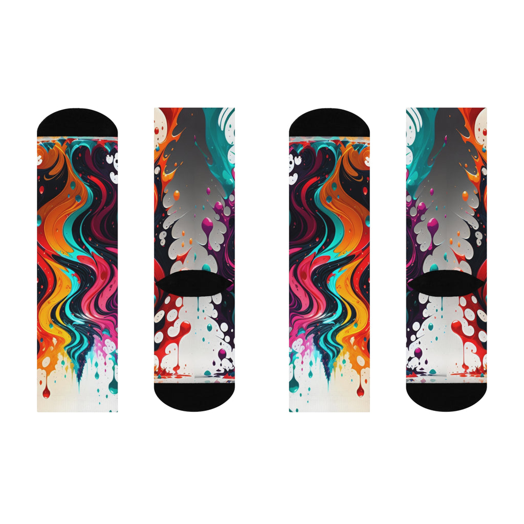 Liquid Chroma Abstract Fluid Art Crew Socks