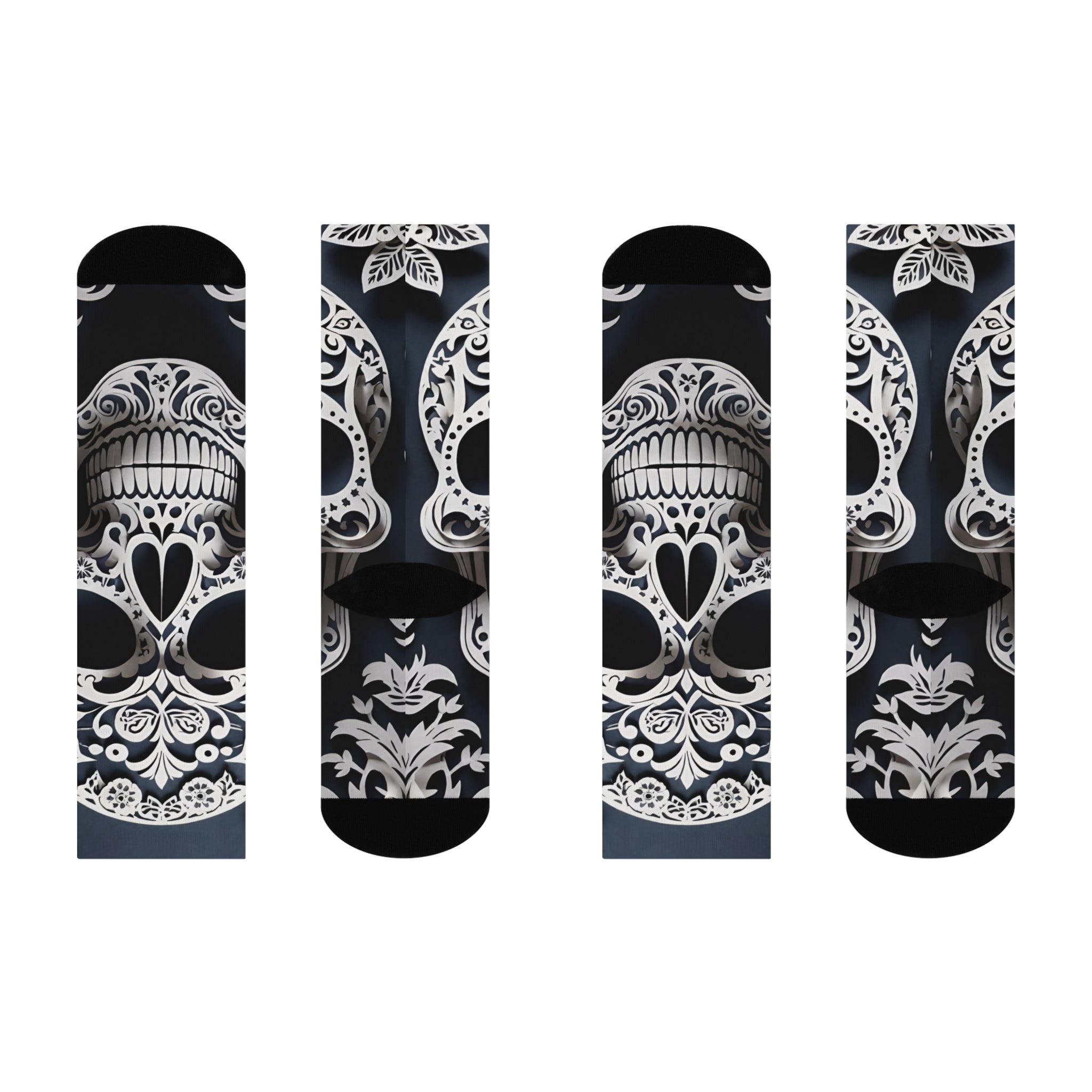 Kalavera black and white Crew Socks | Day of the Dead Skull Pattern Knee Socks