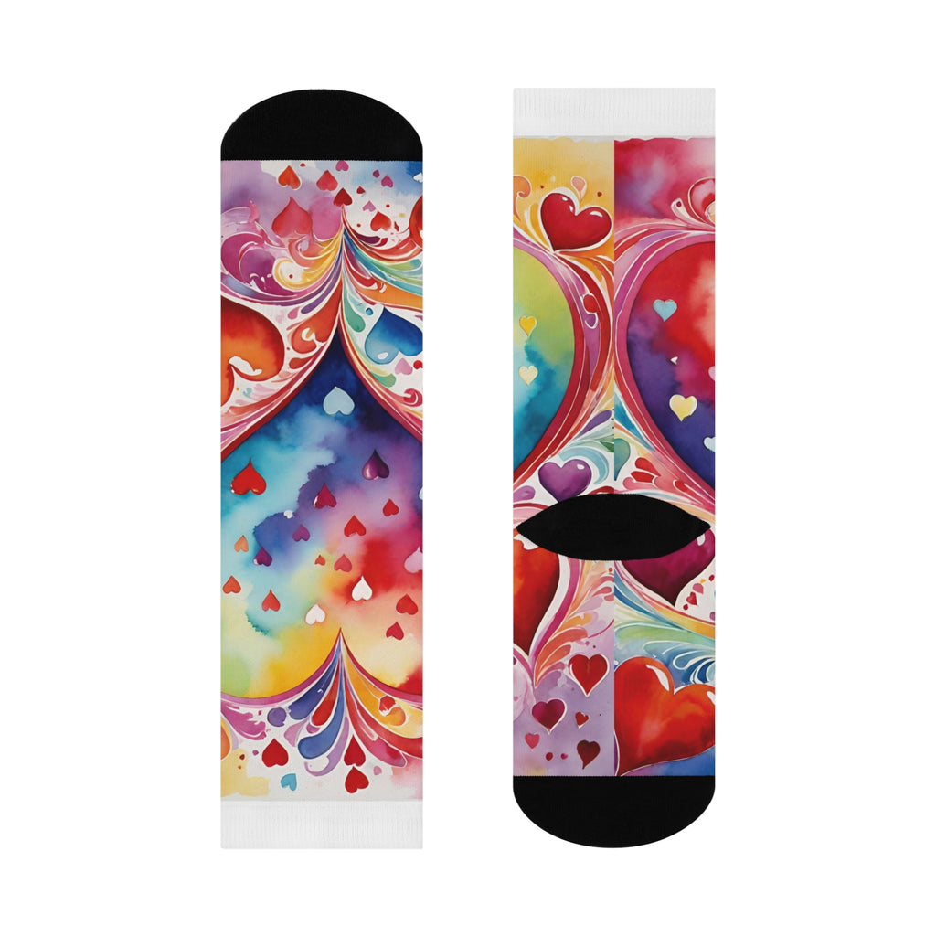 Eternal Hearths Watercolors crew socks vibrant Abstract love Design