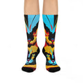 Art Cat Crew Socks- Vibrant Retro streetwear design.