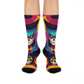 Day of the Dead Witch Cushion Crew Socks | Halloween Skull Pumpkins