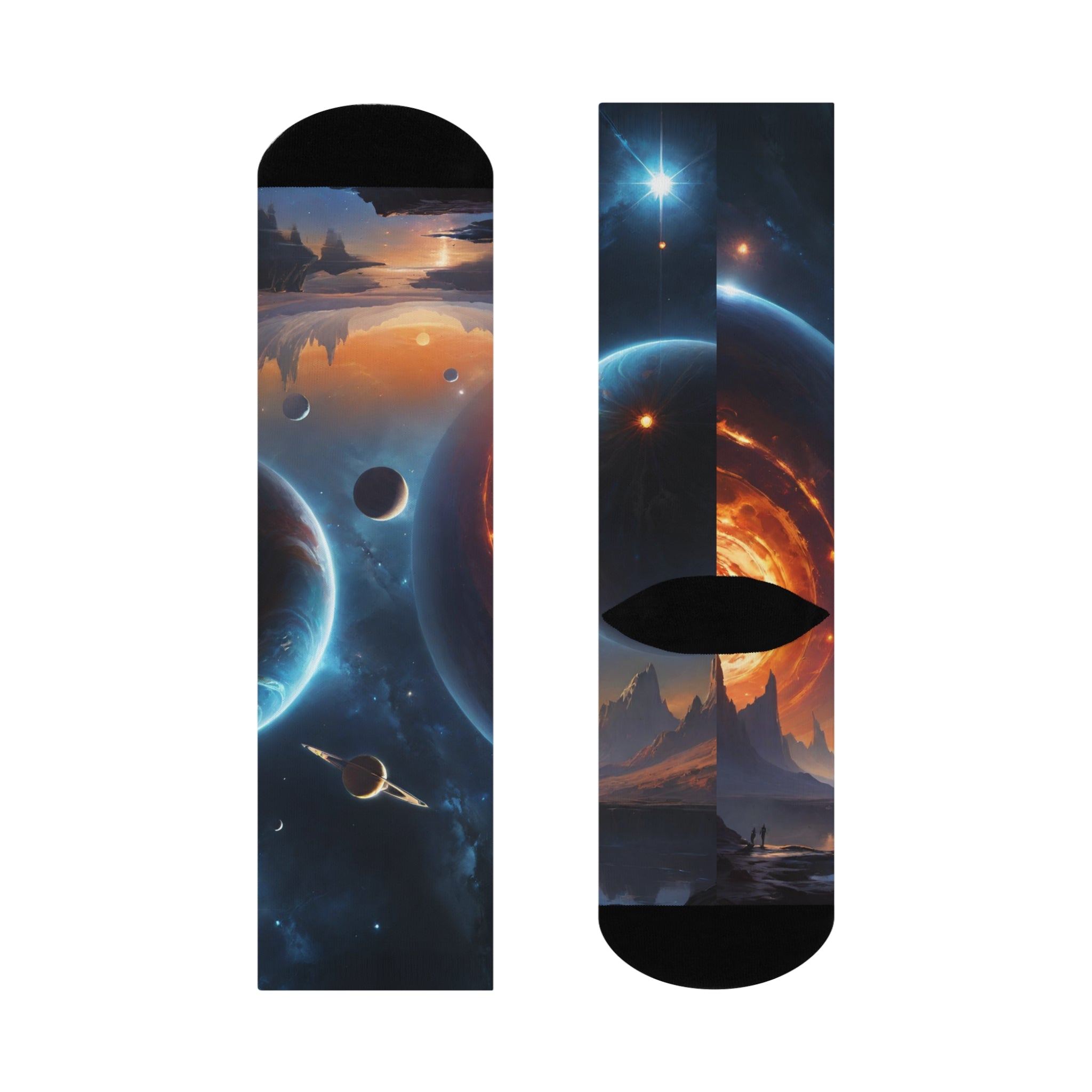 Outer Space Galaxy Crew Socks Cosmic Nebula Alien Planet Landscape Socks Vibrant Celestial Universe Print Footwear 2