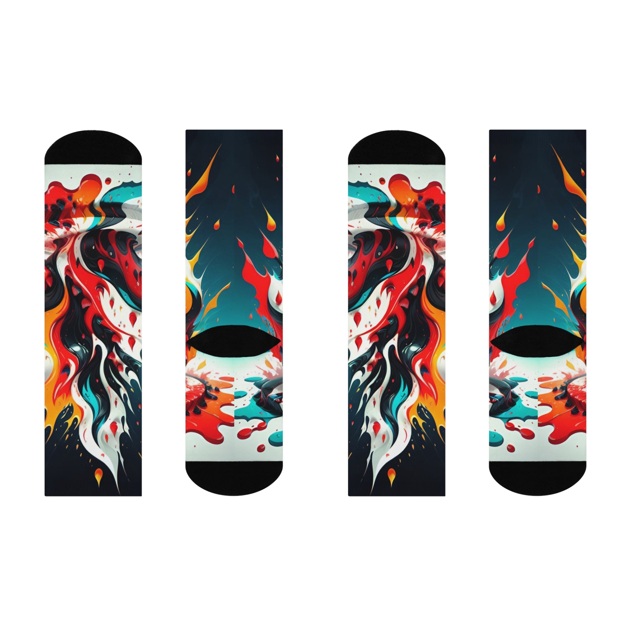 Abstract Comic Fire Crew Socks Colorful Ink Splatter Footwear Vibrant Graphic Paint Splash Casual Socks