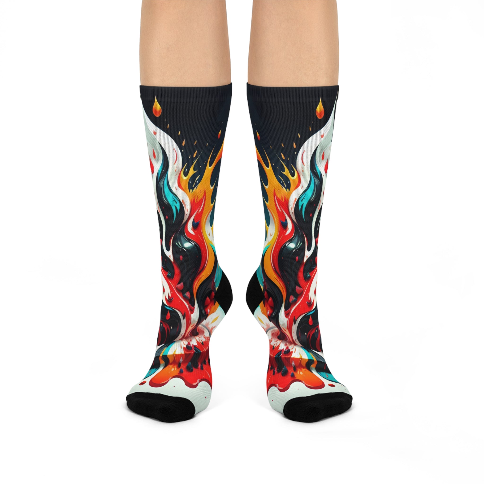Abstract Comic Fire Crew Socks Colorful Ink Splatter Footwear Vibrant Graphic Paint Splash Casual Socks