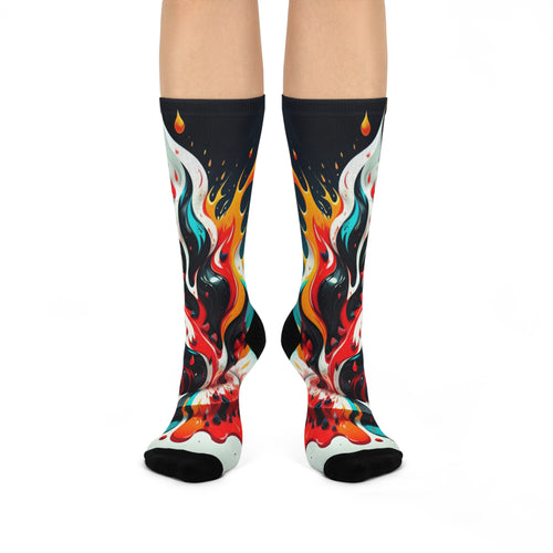 Abstract Comic Fire Crew Socks Colorful Ink Splatter Footwear Vibrant Graphic Paint Splash Casual Socks
