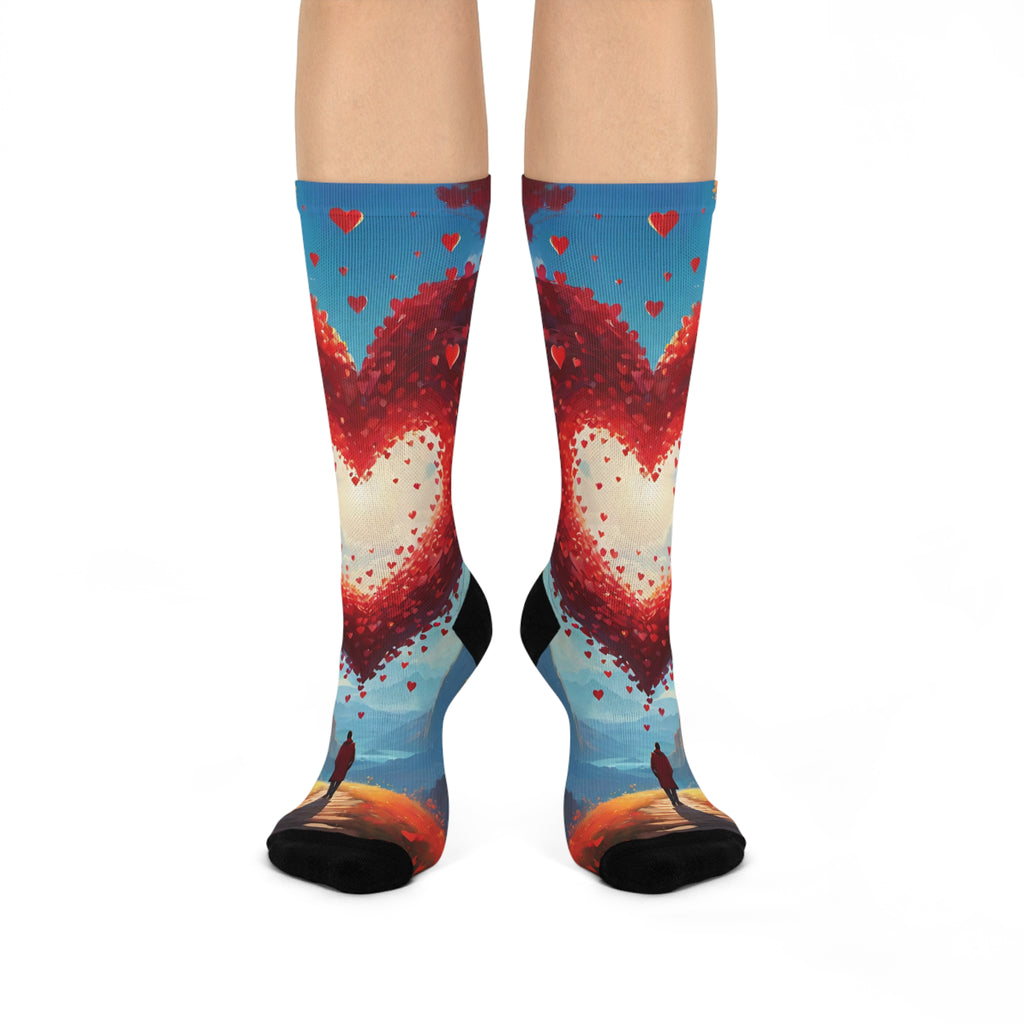 Ethereal Heart Horizon socks- Dreamy Silhouette and sunset Path Print