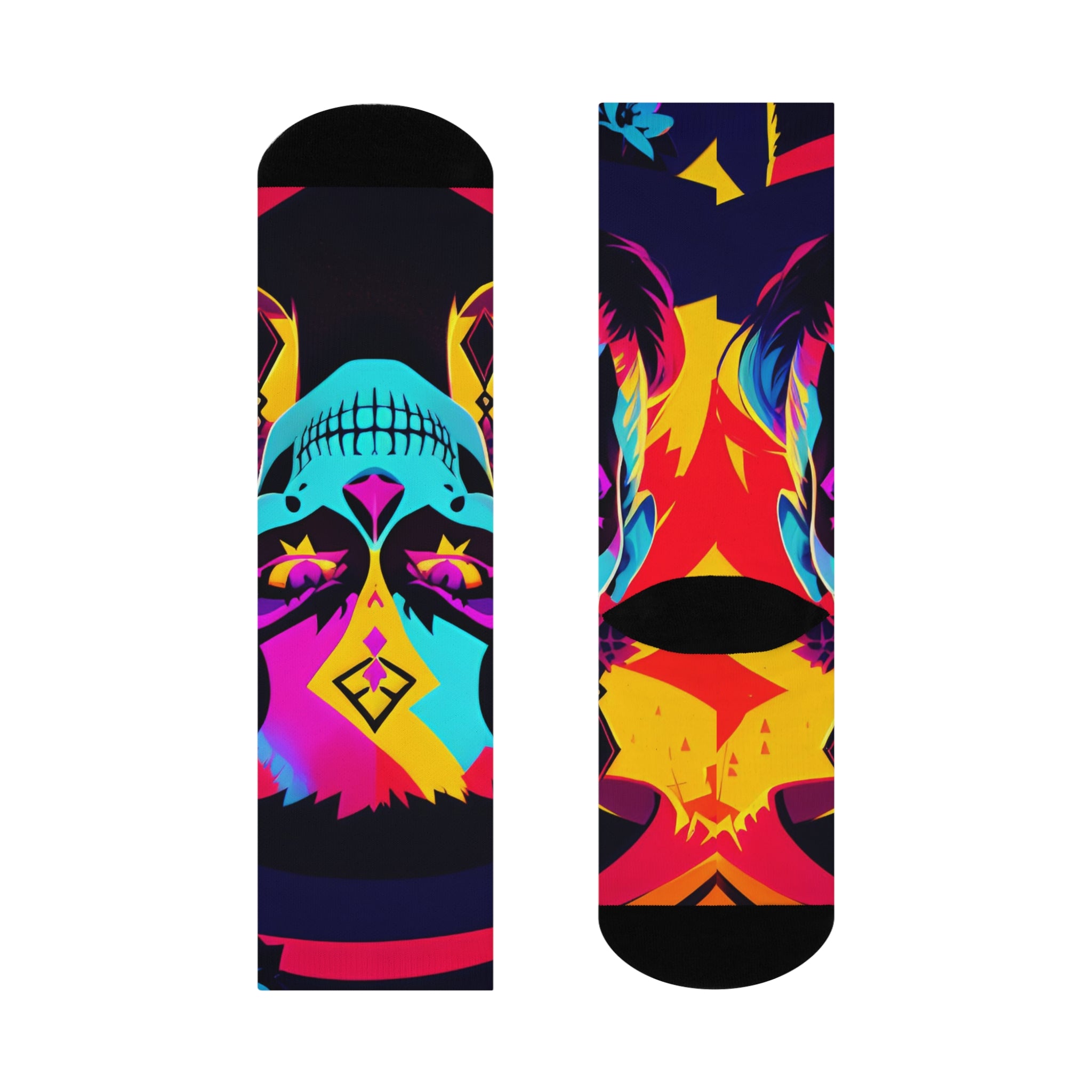 Neon katrina Cushioned Crew Socks | Day of the Dead Calavera Pattern