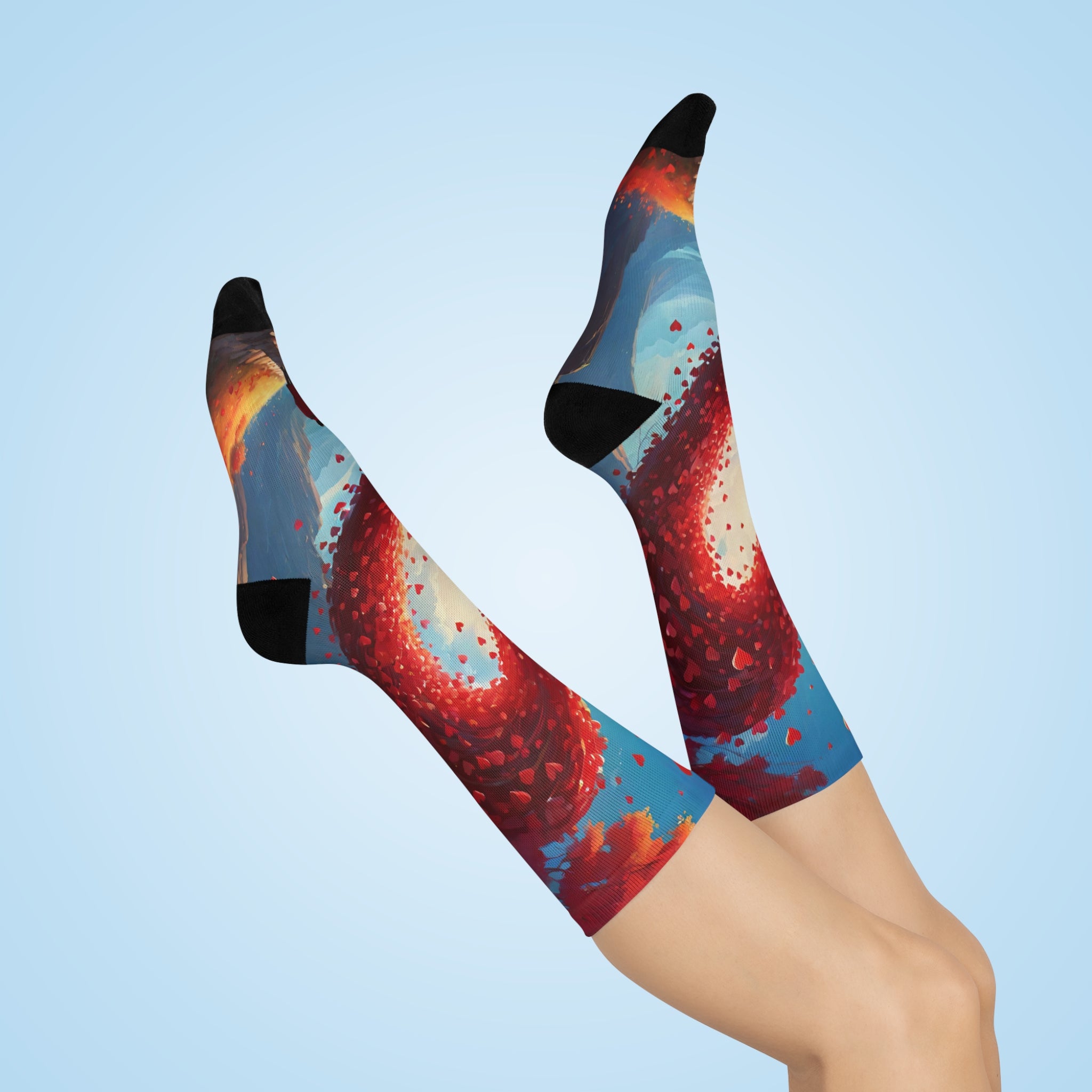 Ethereal Heart Horizon socks- Dreamy Silhouette and sunset Path Print