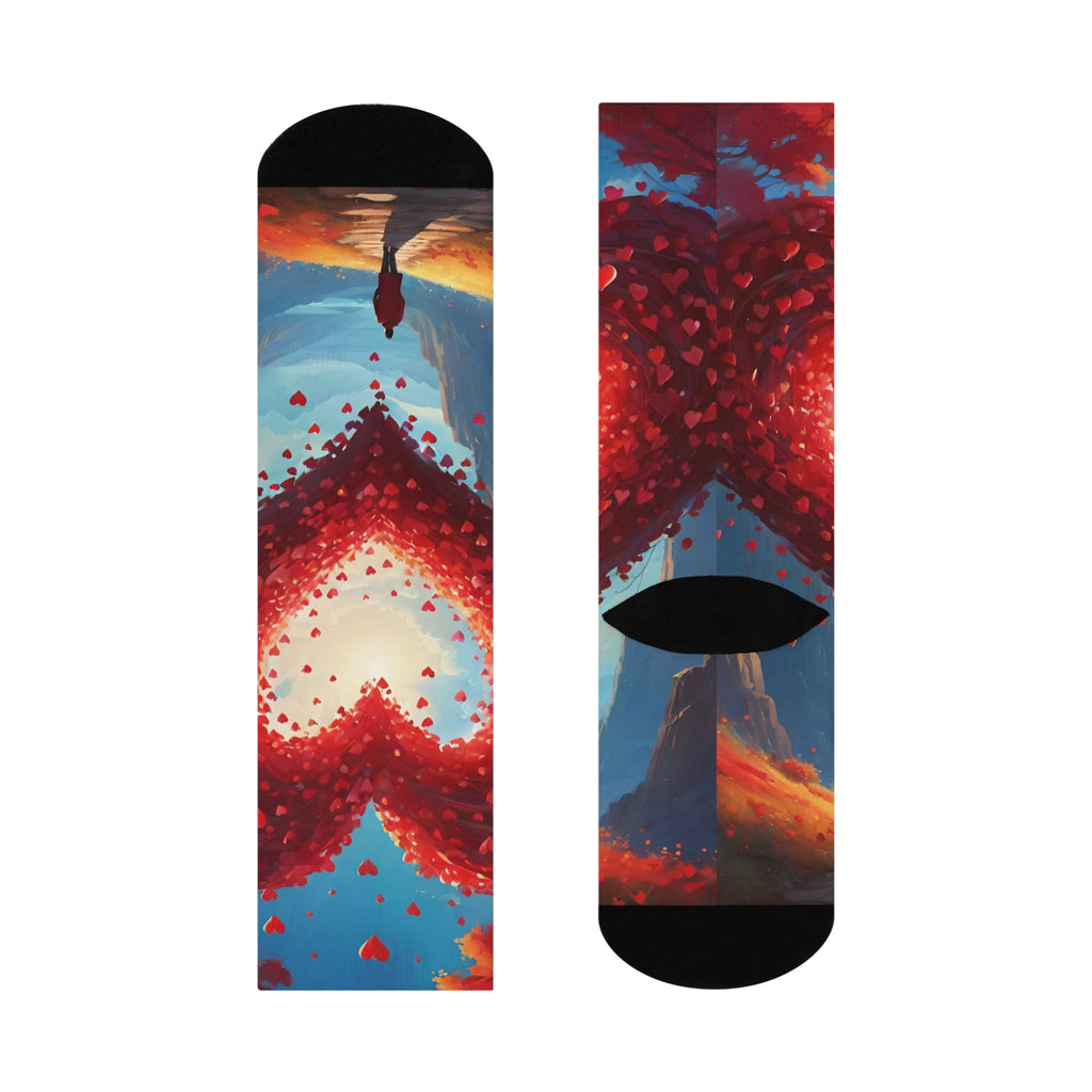 Ethereal Heart Horizon socks- Dreamy Silhouette and sunset Path Print