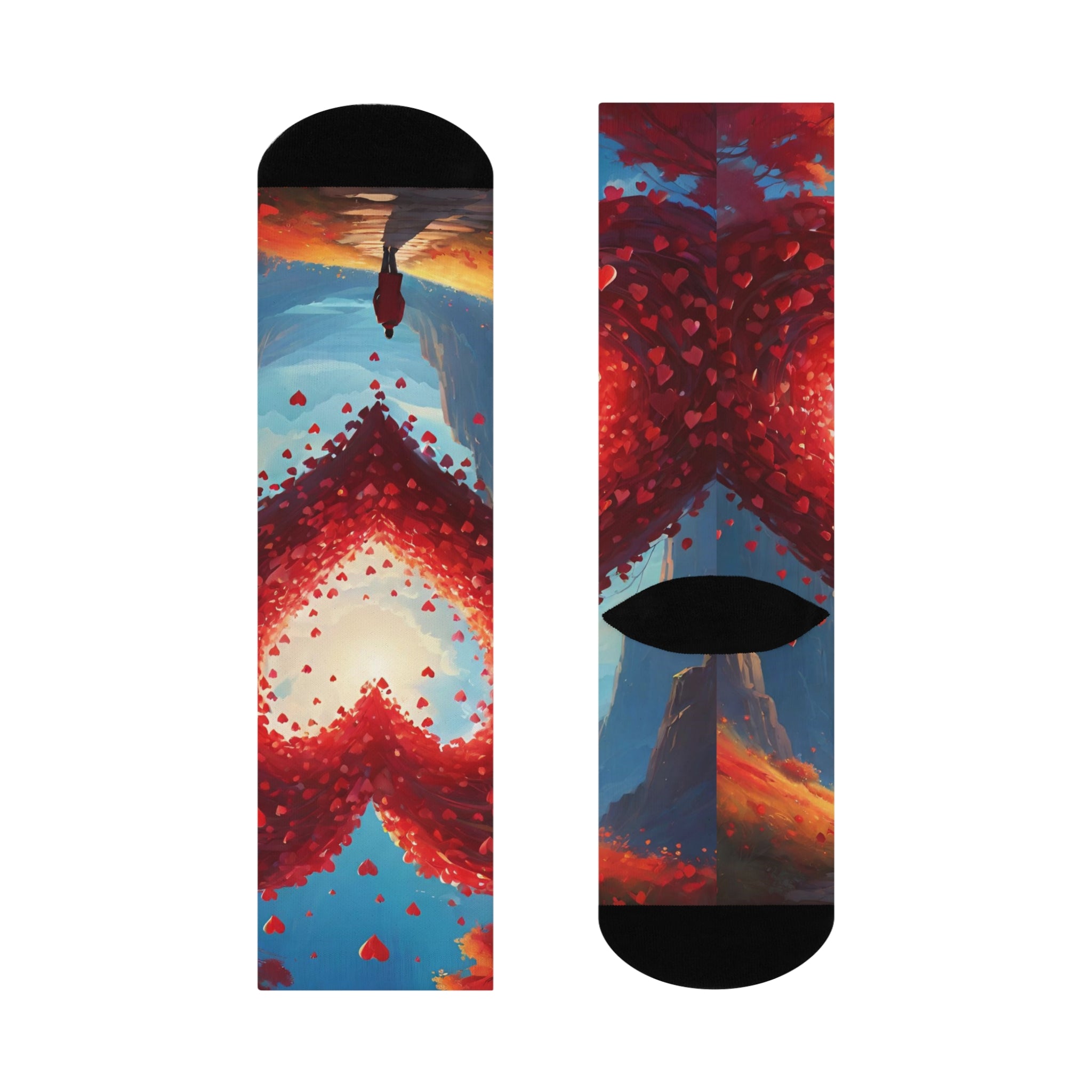 Ethereal Heart Horizon socks- Dreamy Silhouette and sunset Path Print