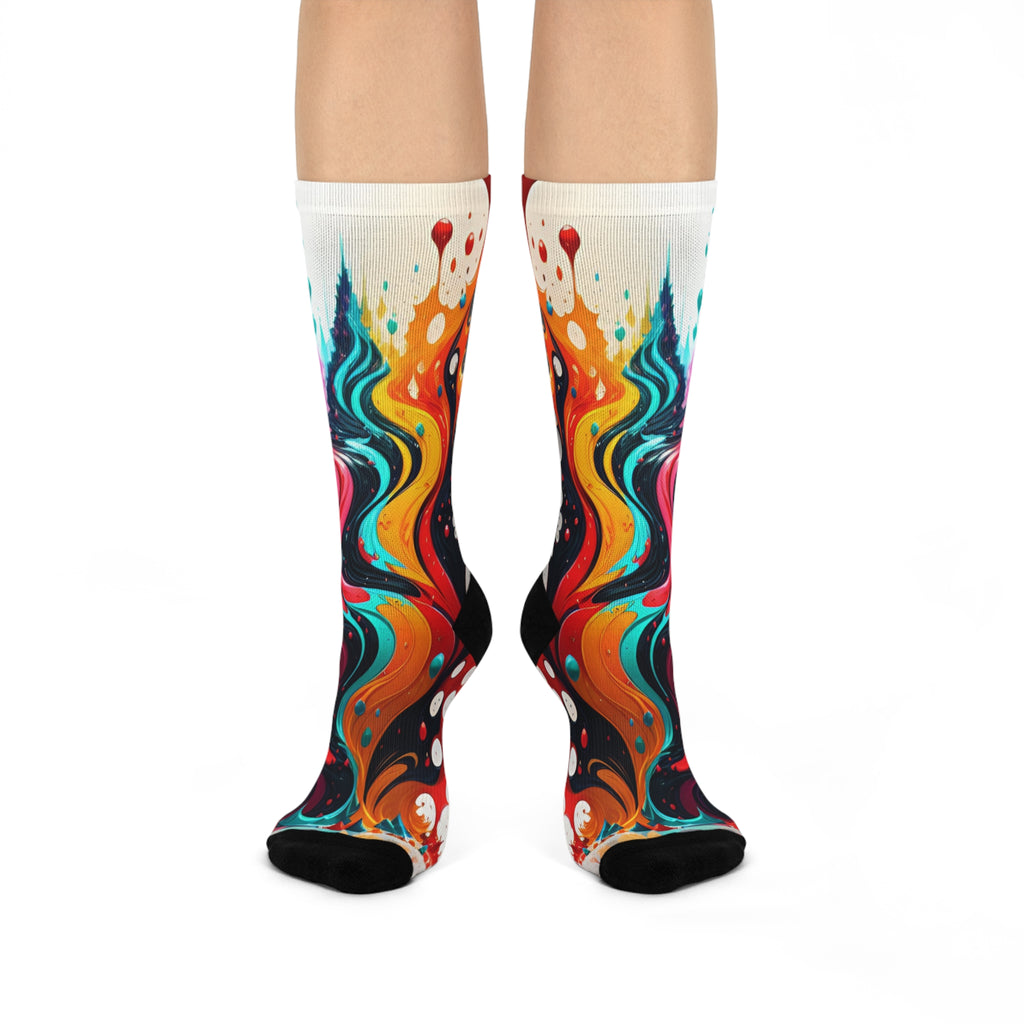 Liquid Chroma Abstract Fluid Art Crew Socks