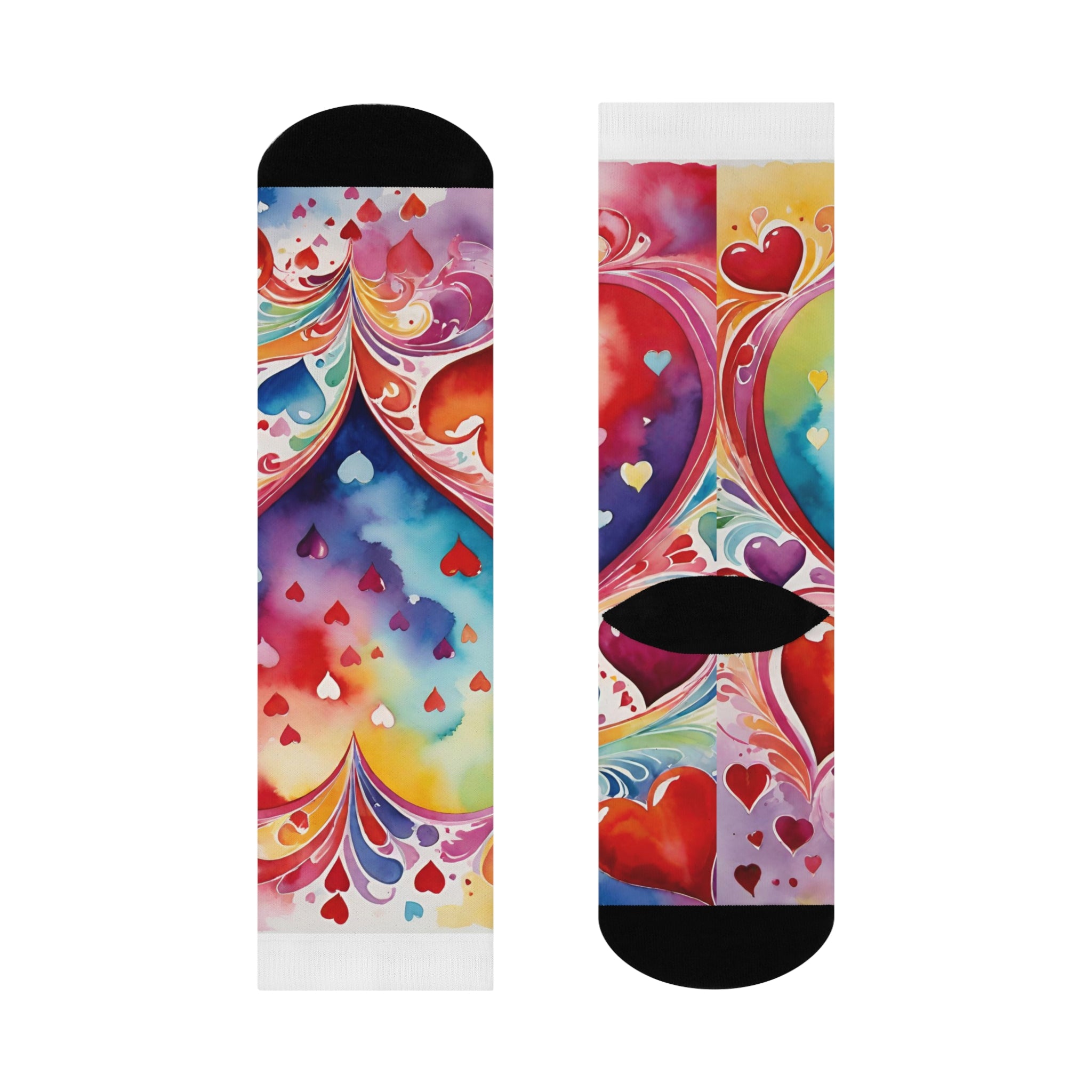 Eternal Hearths Watercolors crew socks vibrant Abstract love Design