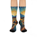 The Adventurous - High Desert Sunrise sock - Agave and Mountain Vista print.