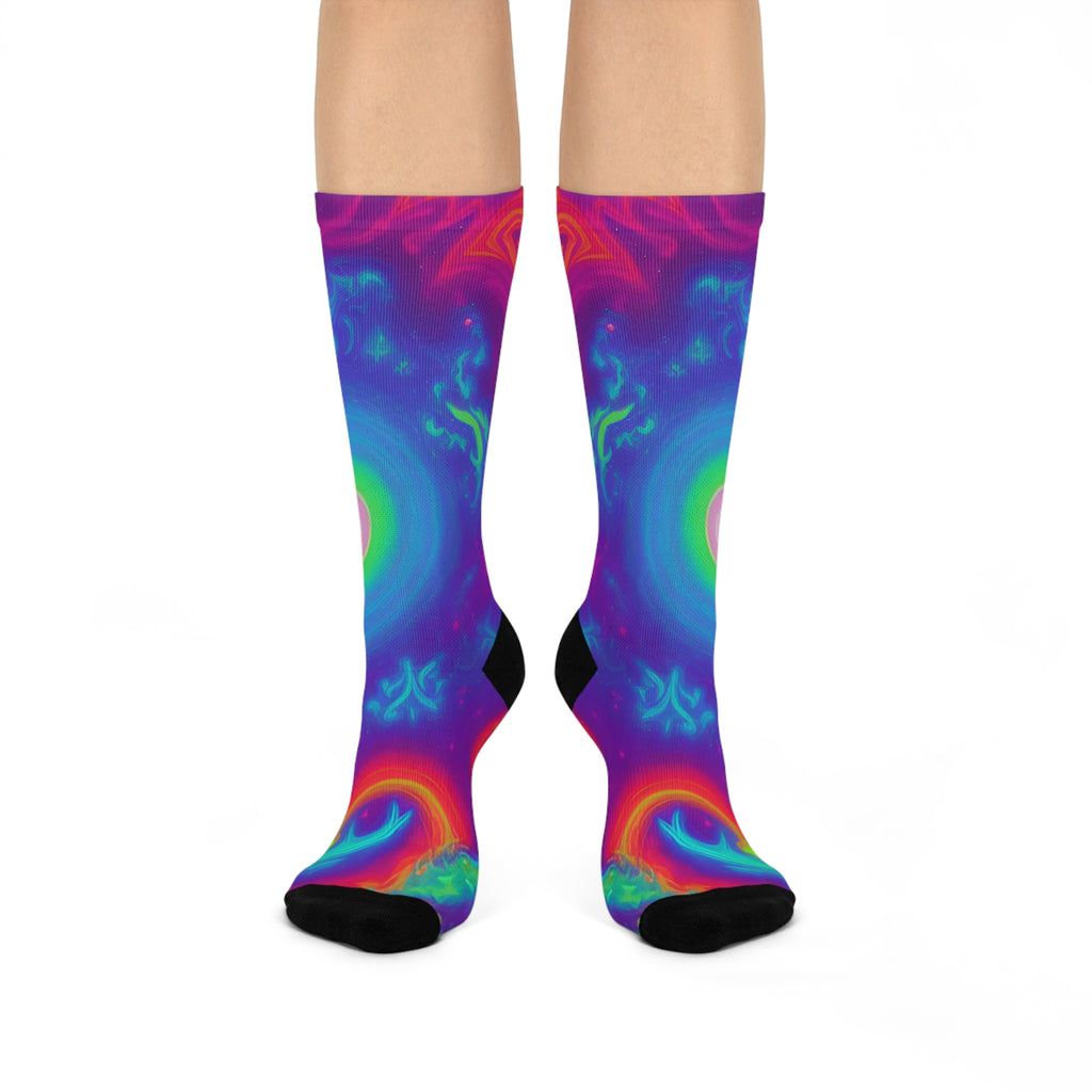 Vibrant  Colorful cosmos Knee High Socks