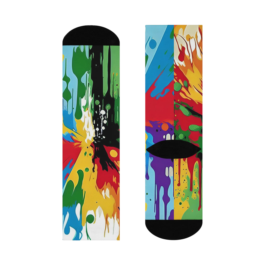 Splash Paint Artistic Crew Socks,Colorful Abstract Color Explosion Long Socks.