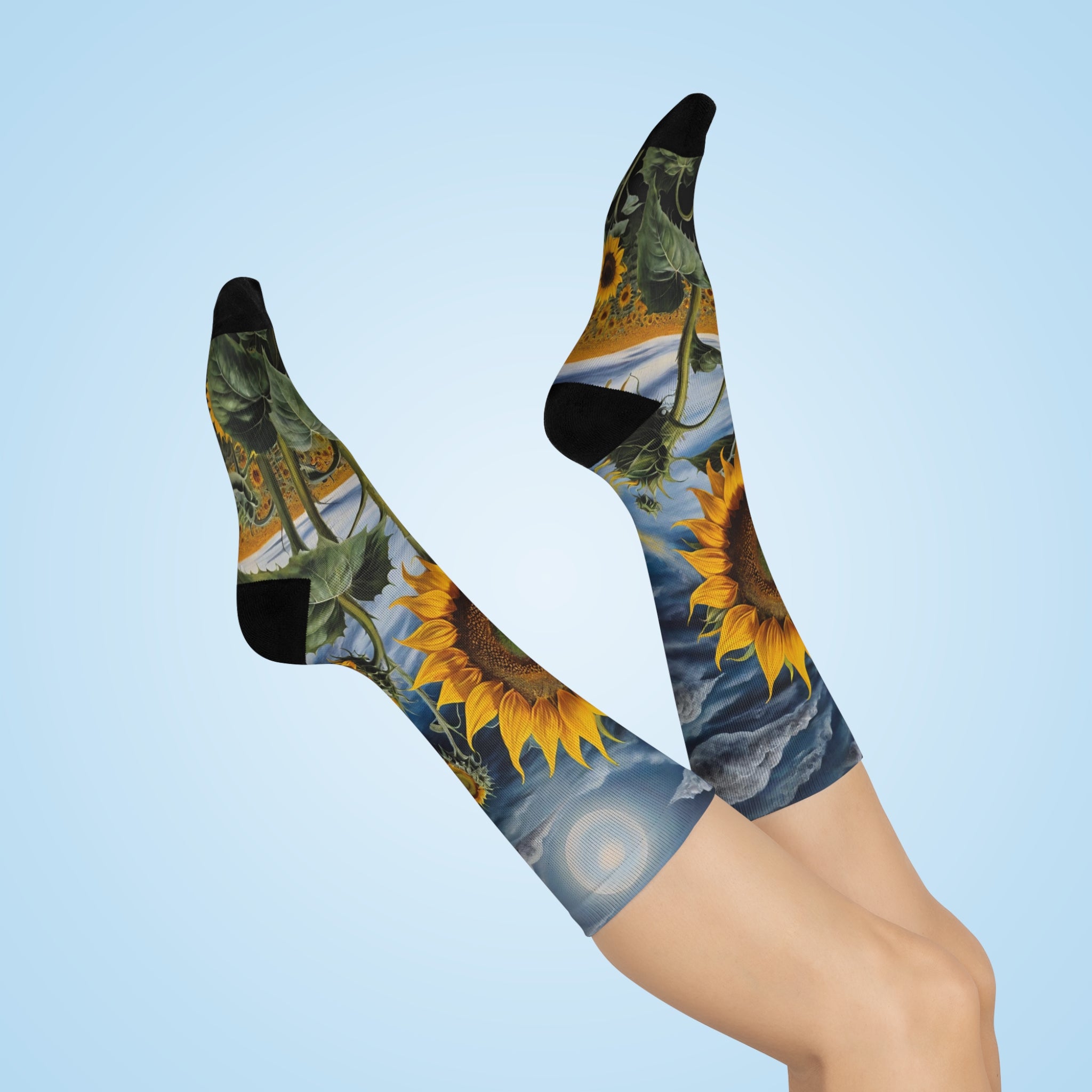 Sunflower Field Crew Socks | Sunflower Artwork Socks
