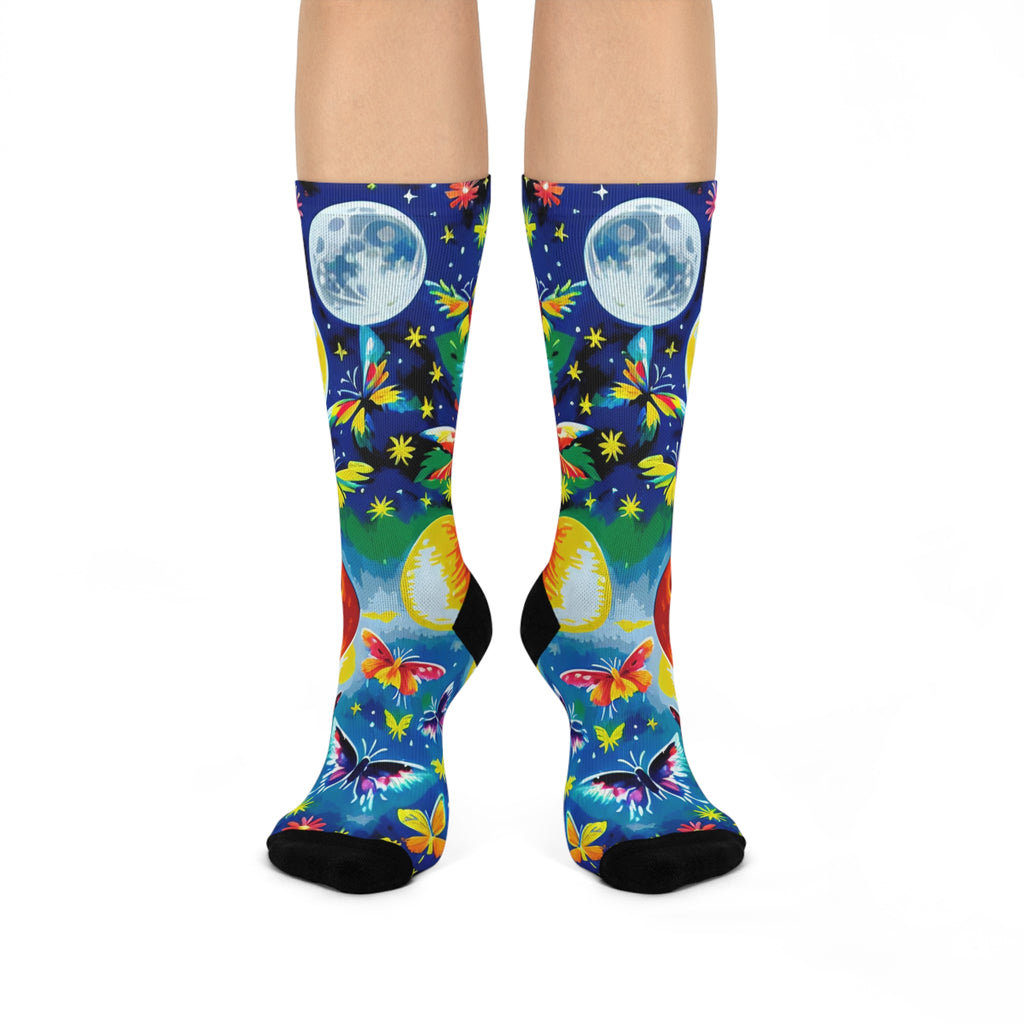 Cosmic Butterfly Knee High Socks Celestial