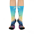Butterfly Nature Art Socks - colorful sunset Design / Cozy Artistic Socks.