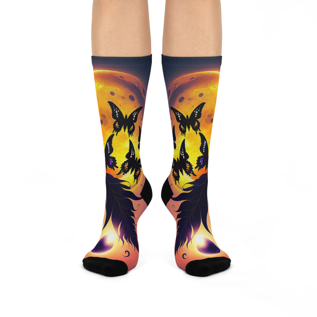 Mystical Lunar Butterfly Knee High Socks