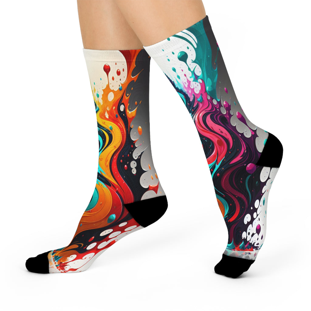 Liquid Chroma Abstract Fluid Art Crew Socks