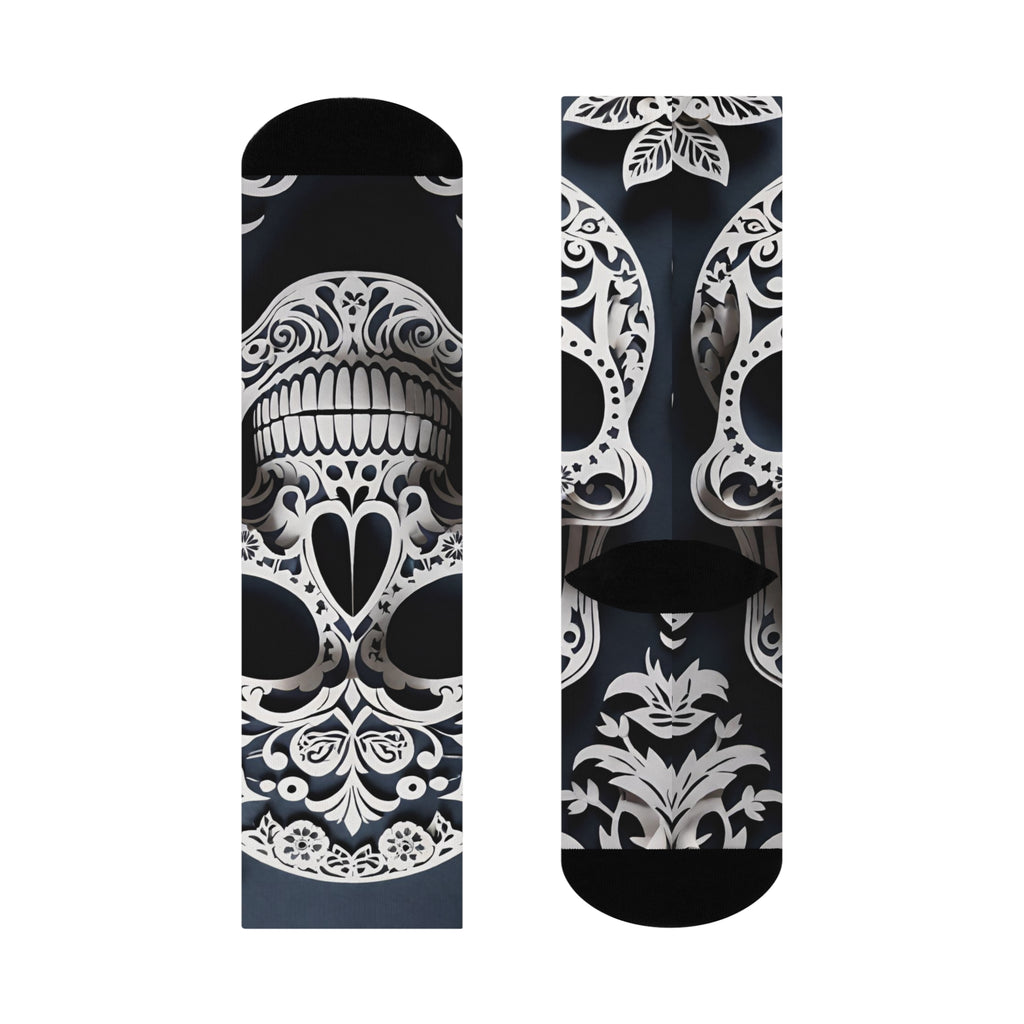 Kalavera black and white Crew Socks | Day of the Dead Skull Pattern Knee Socks