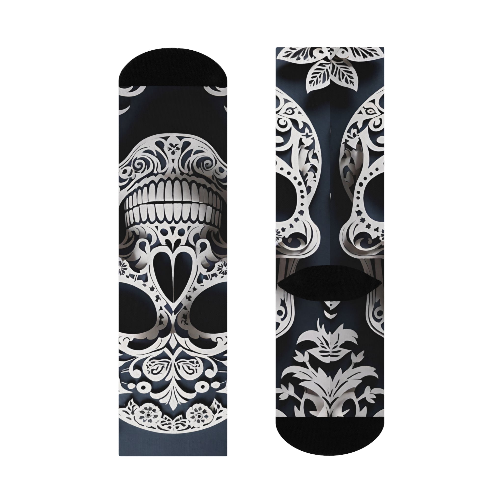 Kalavera black and white Crew Socks | Day of the Dead Skull Pattern Knee Socks