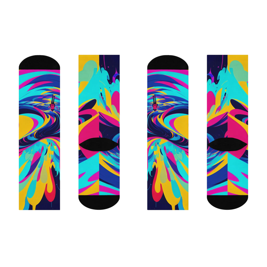 Colorful Fluid Art Long Socks Vibrant Swirl