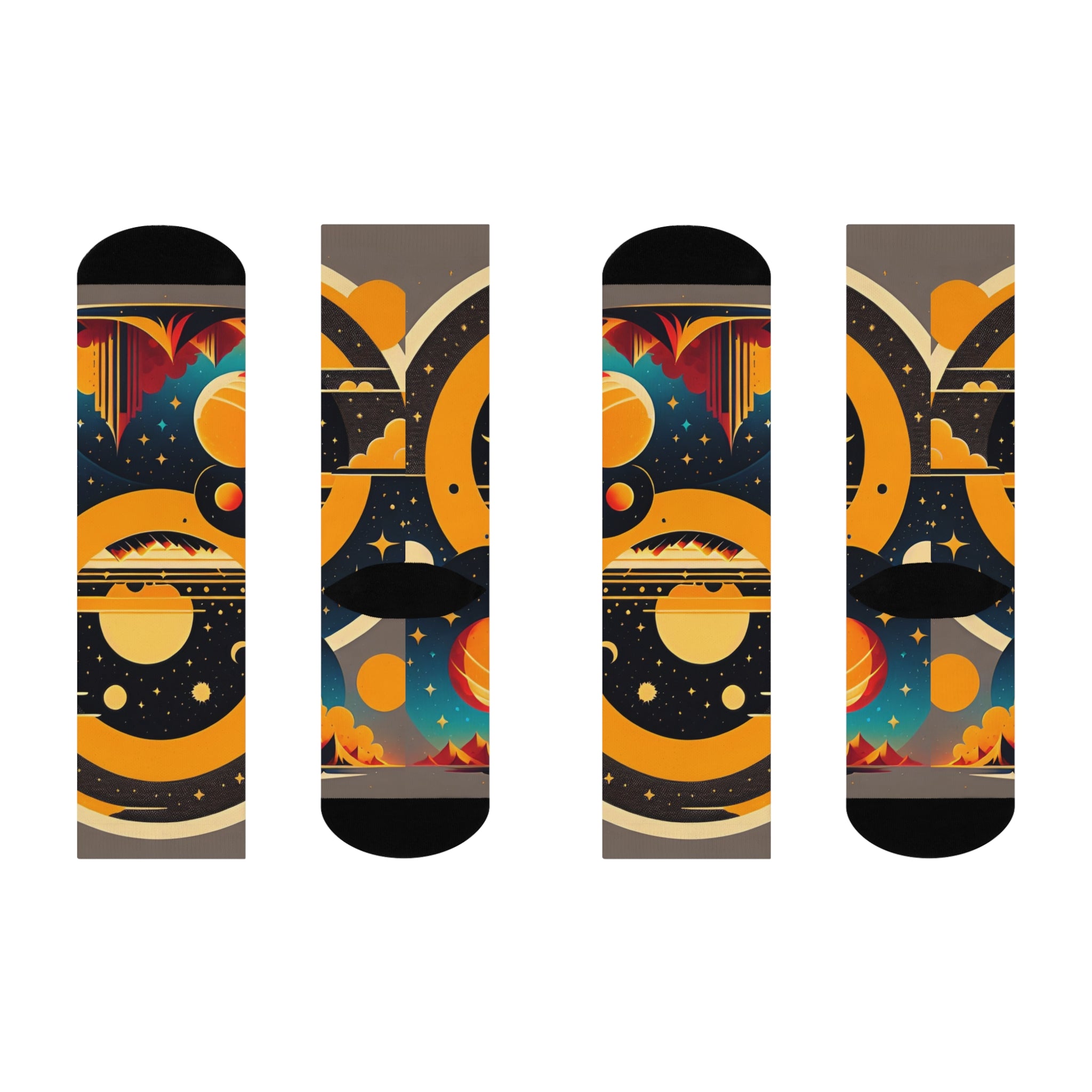 Retro Space Landscape Knee High Socks