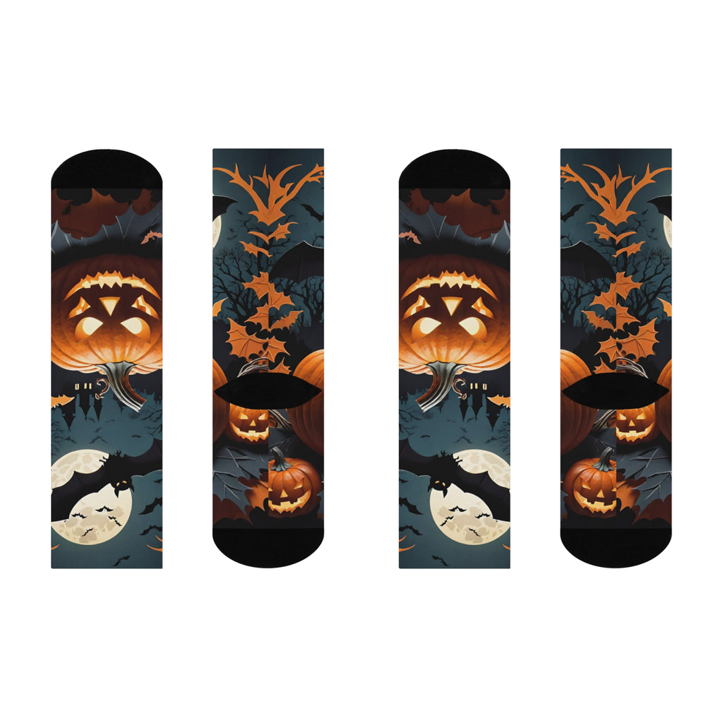 Spooky Jack-O'-Lantern Halloween Pumpkin/ bat Socks | Crew Socks