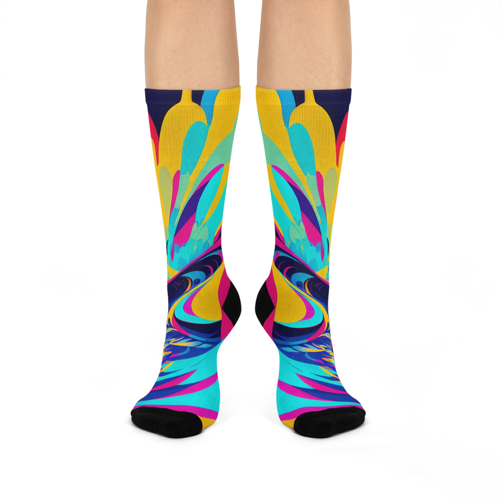 Colorful Fluid Art Long Socks Vibrant Swirl
