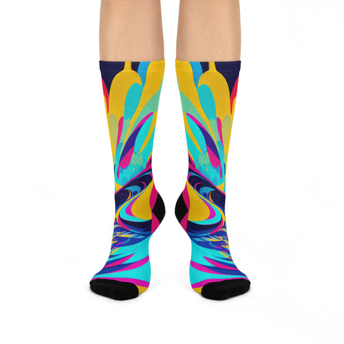 Colorful Fluid Art Long Socks Vibrant Swirl