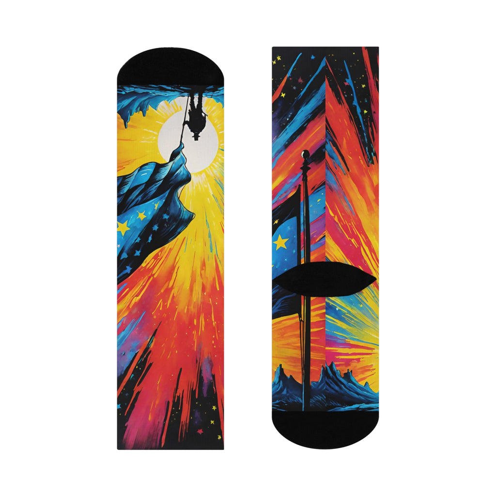 Silhouette Astronaut Explosion Cushioned Crew Socks | Space Galaxy Stars