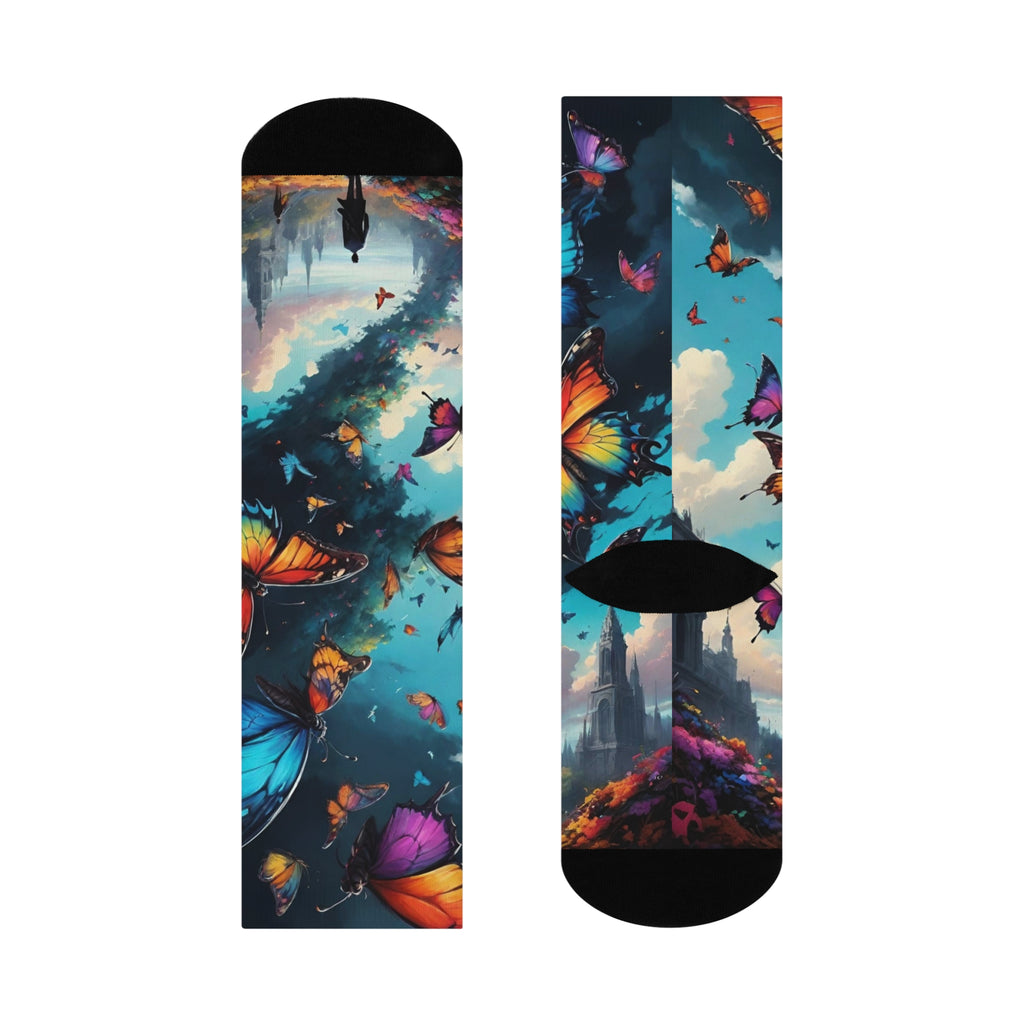 Mystic Butterfly Art Socks- Colorful Night