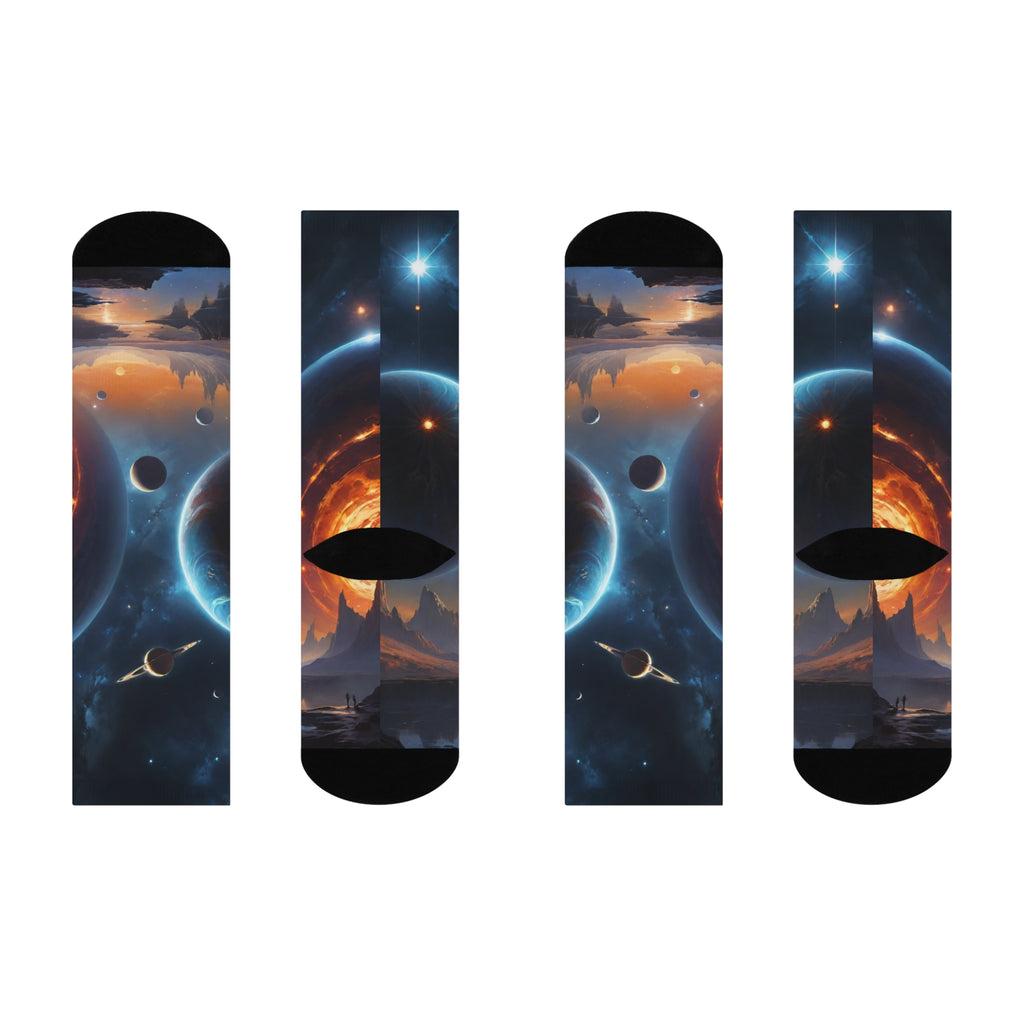 Outer Space Galaxy Crew Socks Cosmic Nebula Alien Planet Landscape Socks Vibrant Celestial Universe Print Footwear 2