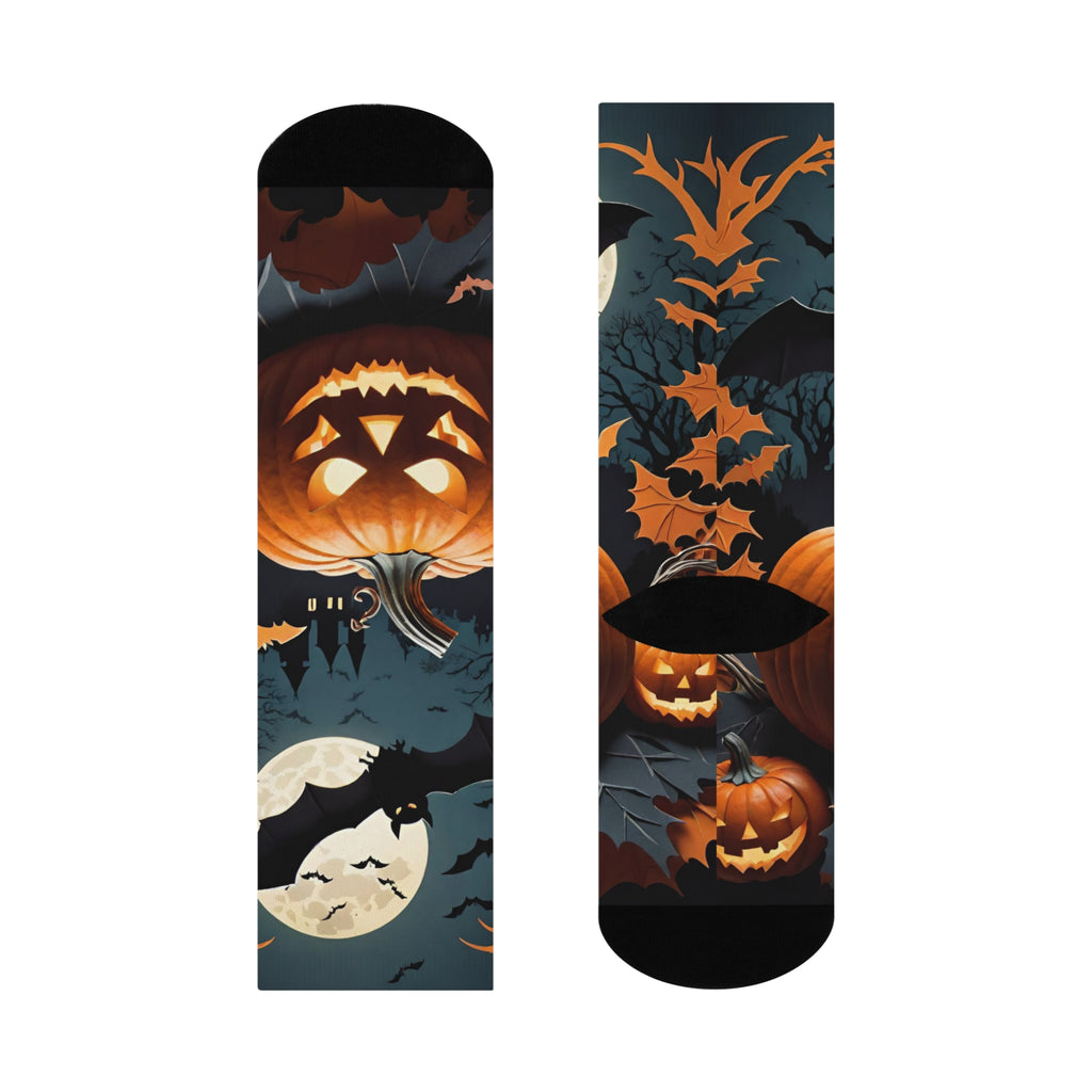 Spooky Jack-O'-Lantern Halloween Pumpkin/ bat Socks | Crew Socks