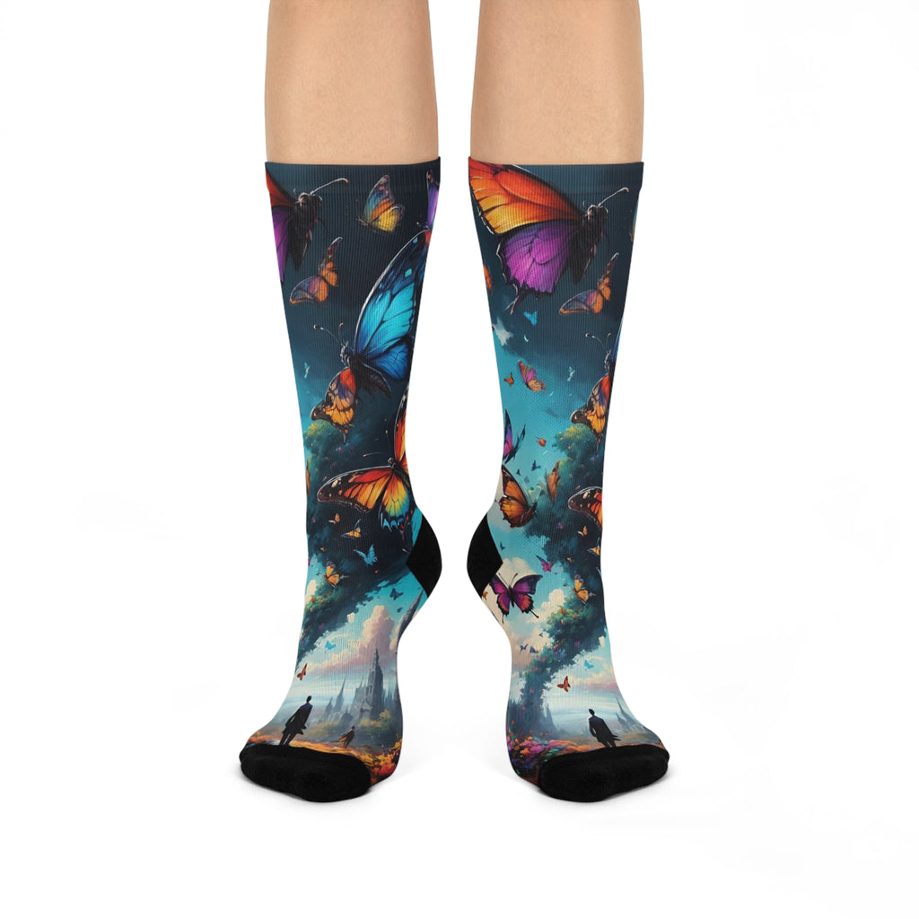 Mystic Butterfly Art Socks- Colorful Night